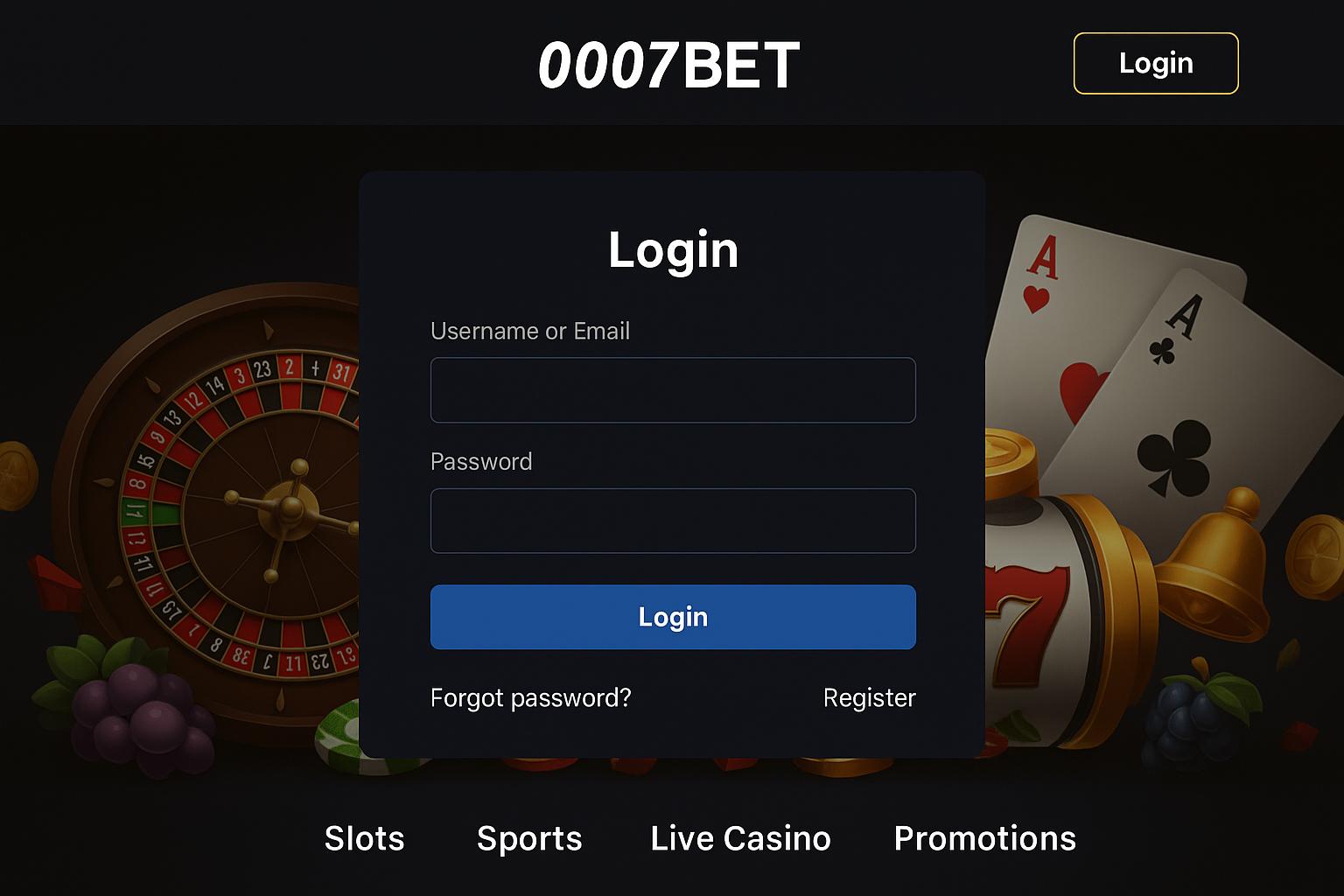 Login no Cassino 0007BET.COM